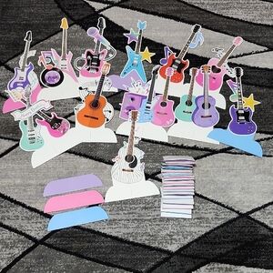 CL 3-D GUITAR THEMED HONEY-COMB CENTERPIECES 12 PC PARTY ACCESSSORIES